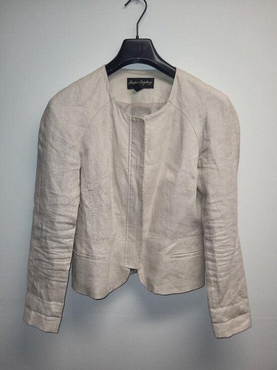 Saudra Angelucci Jackets & Blazers - Saudra Angelucci Beige Open Front Blazer Jacket size 36
